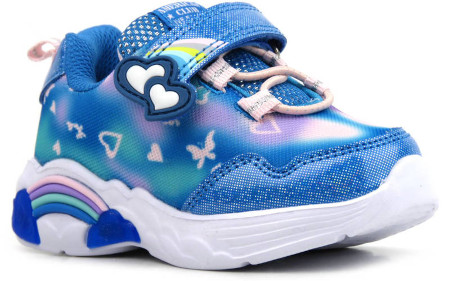 Buty dziecięce sportowe ze świecącą podeszwą - American Club ES89/22, niebieskie