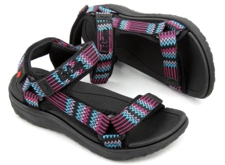 Sportowe sandały damskie na rzepy - Lee Cooper 22-34-0948, czarne z wzorkami