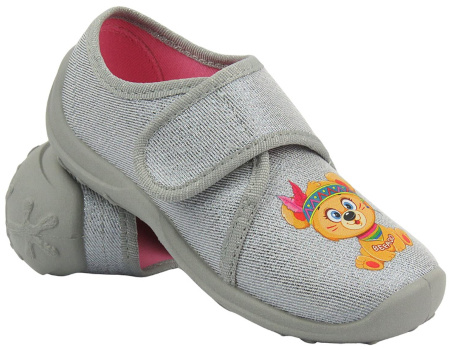 Miękkie kapcie, buty dziecięce z tęczą - BEFADO 660X061, szare