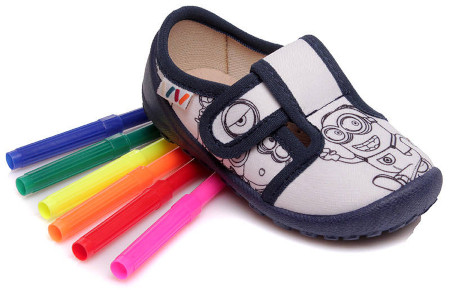 Kapcie, buty dziecięce do kolorowania - WEESTEP R107850009, granatowe w Minionki