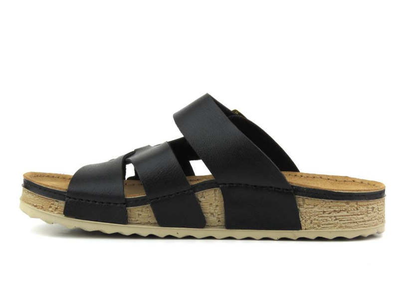 Wygodne klapki damskie z klamrą - Inblu AT-28, czarne