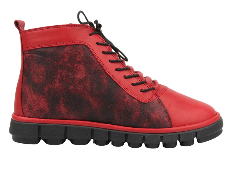 Botki, trzewiki damskie z miękkiej skóry - MANITU 990532-04, czerwone
