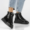 Skórzane botki damskie na platformie - Filippo DBT4146/23, czarne