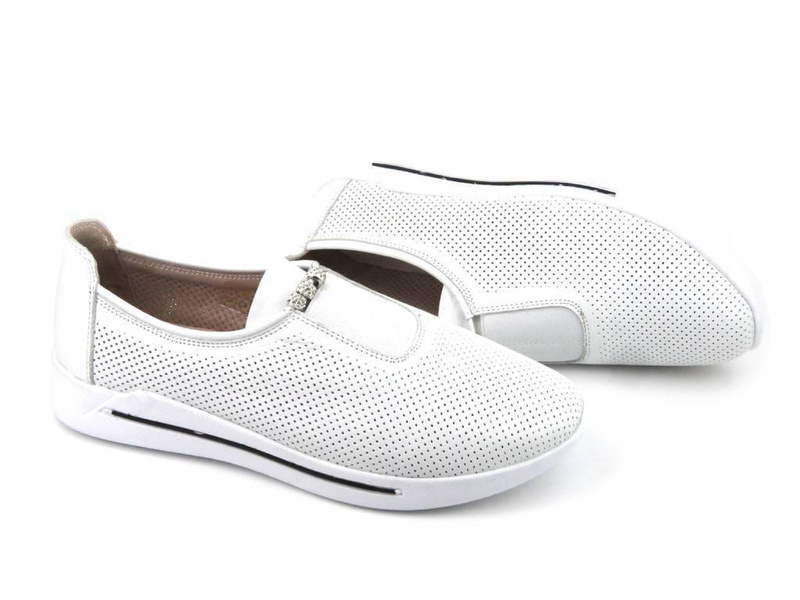 Sneakersy damskie ażurowe - VENEZIA 1345 R097, białe
