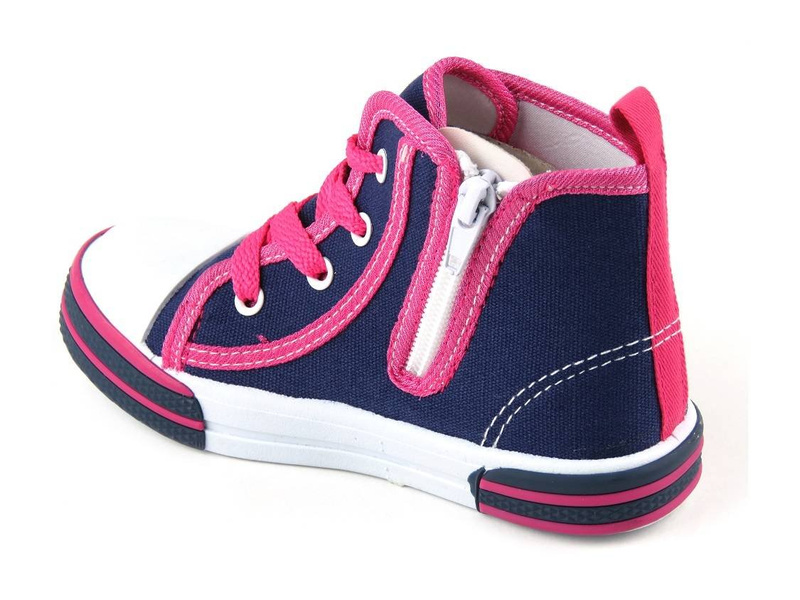 Wysokie buty dziecięce z suwakiem i sznurowaniem - AMERICAN CLUB TEN 13/2014, granatowe