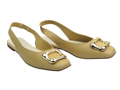 Skórzane sandały damskie beżowe Venezia A037LEBEOBH118