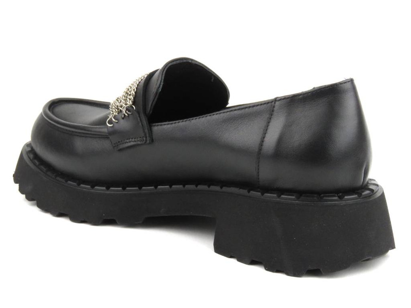 Loafersy damskie z ozdobną cholewką - VENEZIA 00103420D 827, czarne