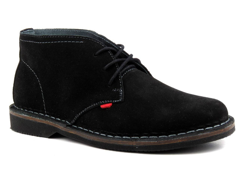 Skórzane, nieocieplane trzewiki męskie na cały rok - Helios Komfort 885, czarne