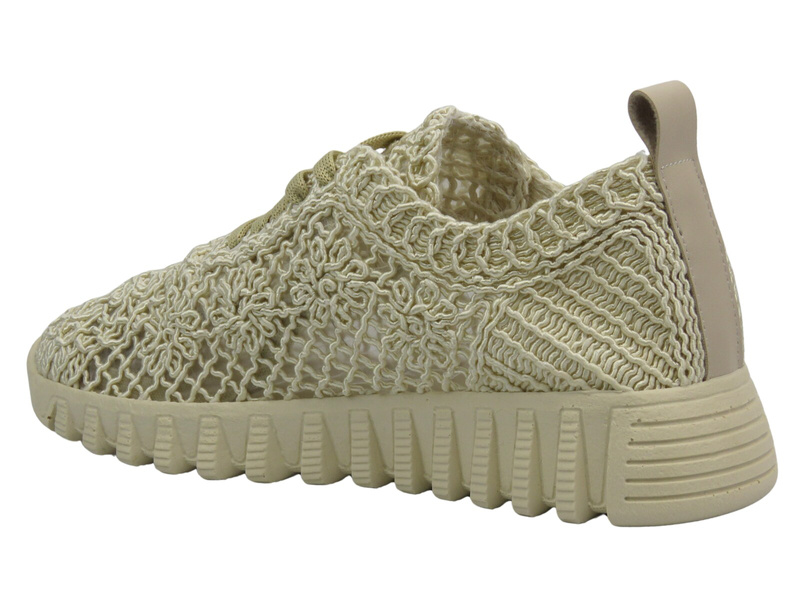 Koronkowe sportowe półbuty damskie - Nika Komfort H1982, beżowe