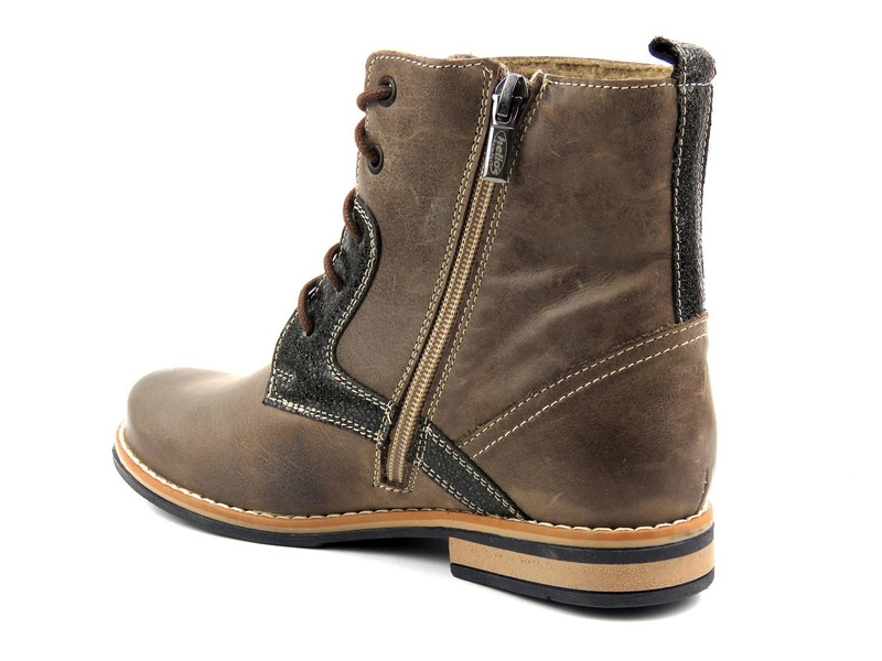 Skórzane botki damskie polskiego producenta - HELIOS Komfort 705, beżowe