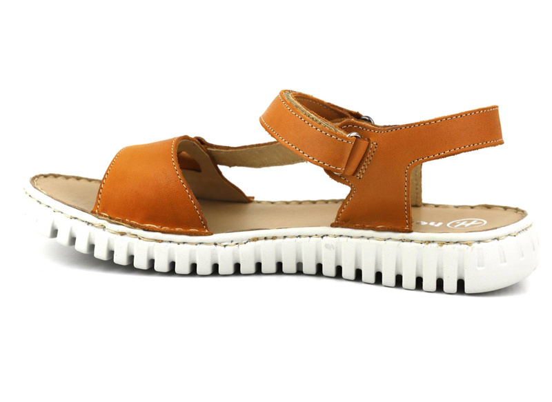 Skórzane sandały damskie polskiej marki HELIOS Komfort 249S, jasny brąz