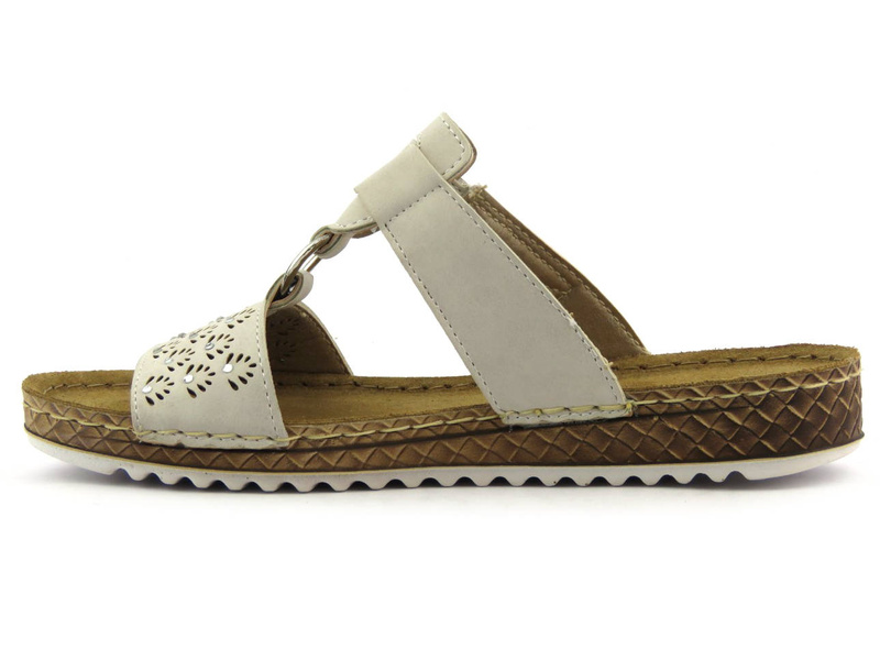 Klapki damskie zapinane na rzep - INBLU VO-06, beżowe