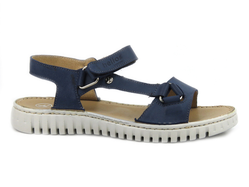 Skórzane sandały damskie polskiej marki HELIOS Komfort 249S, granatowe