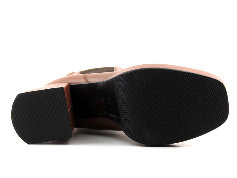 Wysokie botki damskie na platformie - VENEZIA 160W2204, brązowe