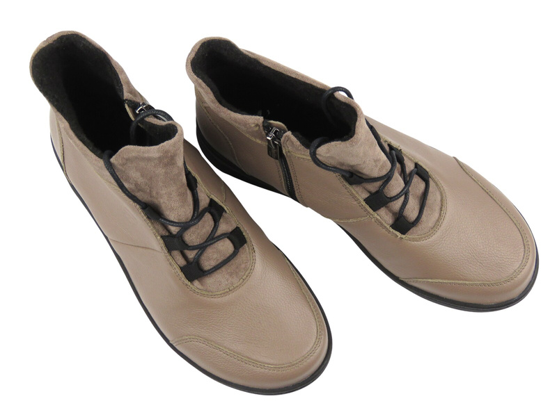 Wygodne botki damskie z naturalnej skóry Helios Komfort 564, khaki