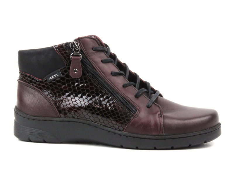 Wygodne botki damskie z zapięciem na suwak - AXEL Orthopedic 1765, bordowe