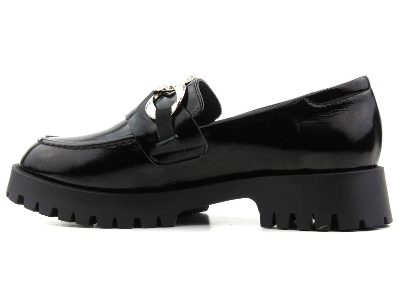 Lordsy damskie ze skóry lakierowanej - VENEZIA 041247R658, czarne