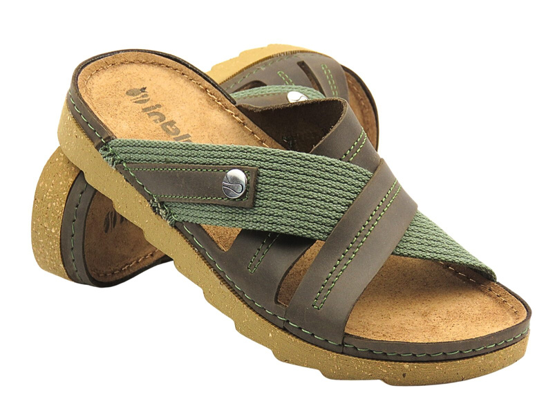 Wygodne klapki męskie ze skóry brązowe INBLU BB-3I