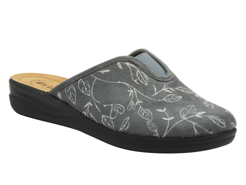 Kapcie damskie z wkładką ze skóry eko szare Inblu CF-49