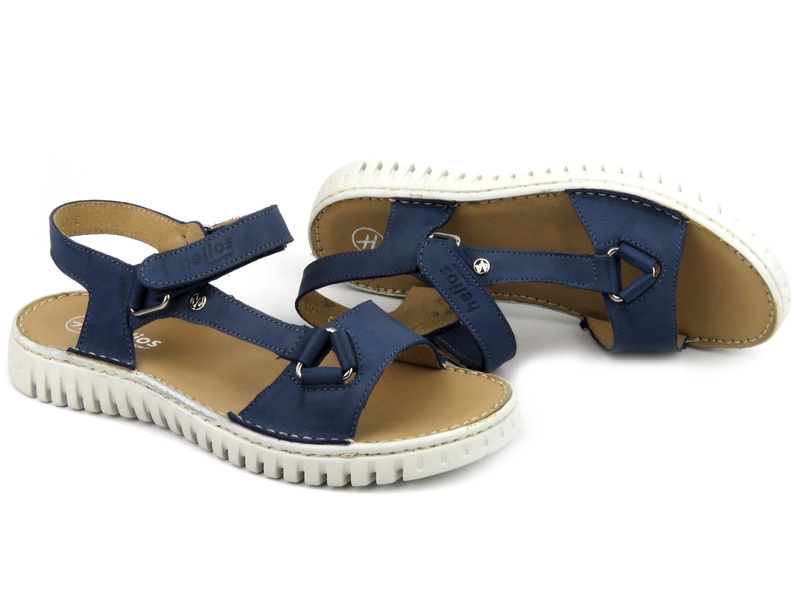 Skórzane sandały damskie polskiej marki HELIOS Komfort 249S, granatowe