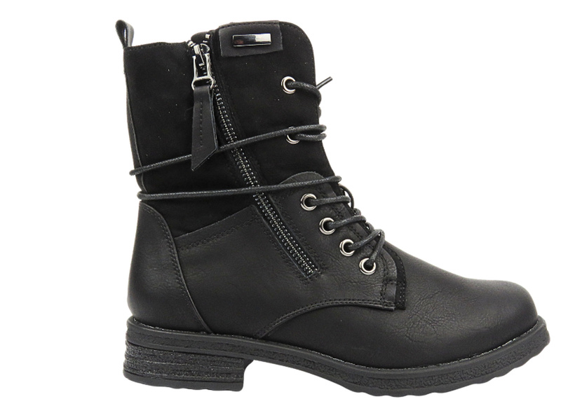 Botki damskie ze skóry ekologicznej - Evento 20BT35-3068, czarne