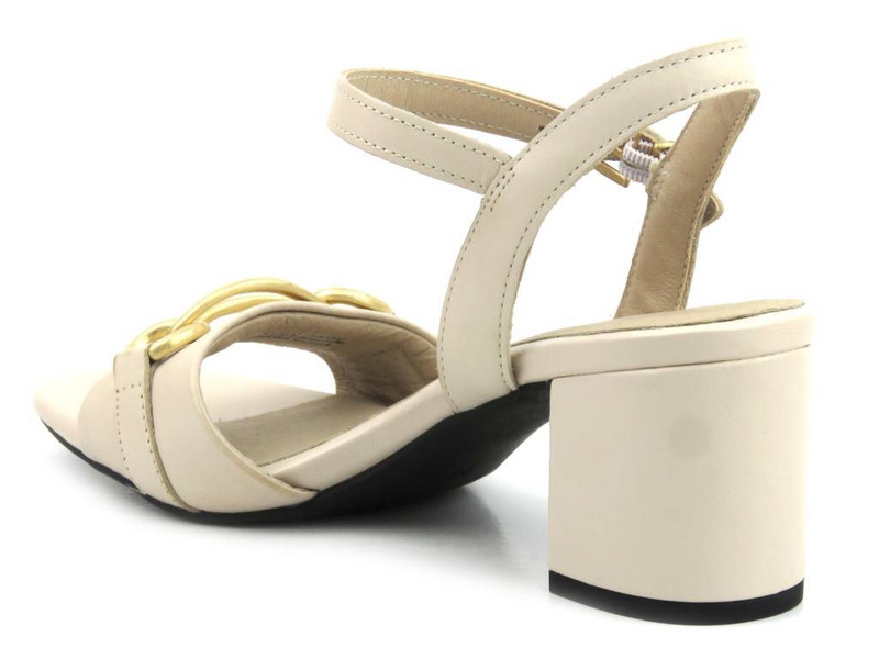 Sandały damskie na klocku - Marco Tozzi 28363, beżowe