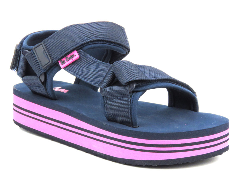 Sportowe sandały damskie na platformie - Lee Cooper LCW-24-05-2754L, granatowo-fioletowe