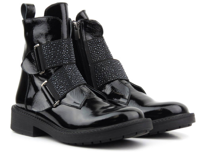 Botki damskie lakierowane - VENEZIA G0441215, czarne