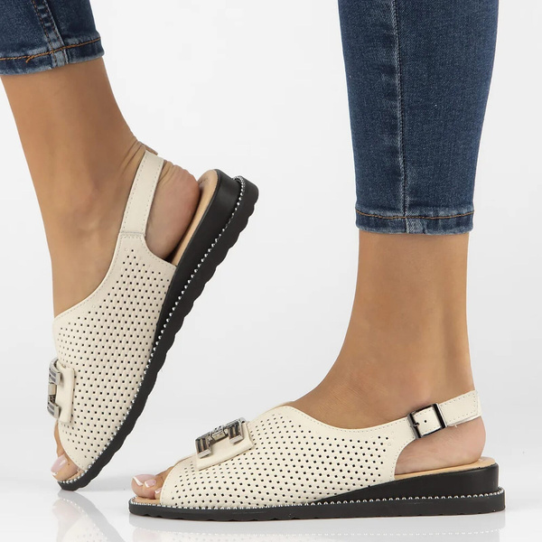 Skórzane sandały damskie beżowe Filippo DS6032/25