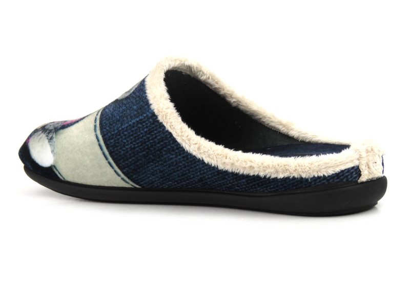 Miękkie kapcie damskie z misiem - INBLU 155D210, niebieskie