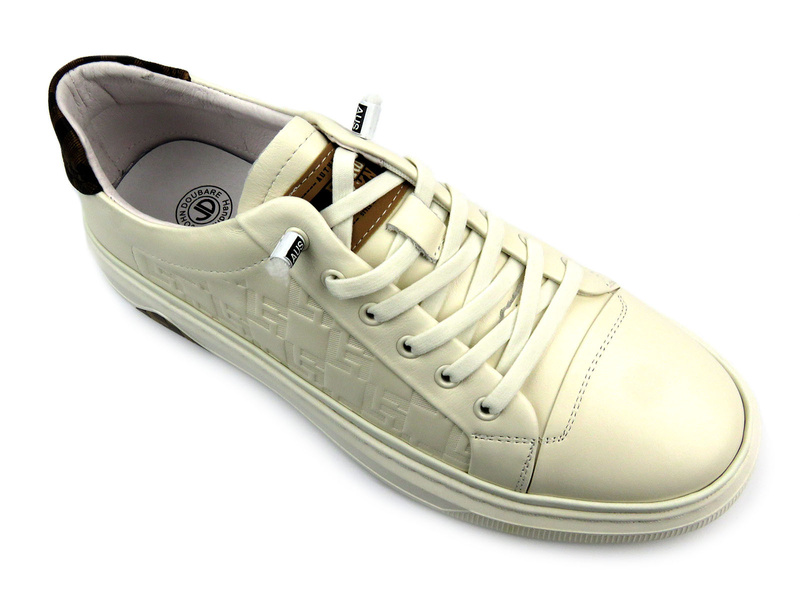 Skórzane sneakersy męskie - JOHN DOUBARE 68F125, białe