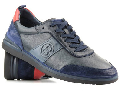 Buty męskie sportowe skórzane - JOHN DOUBARE QA537WIA-AB59, granatowe