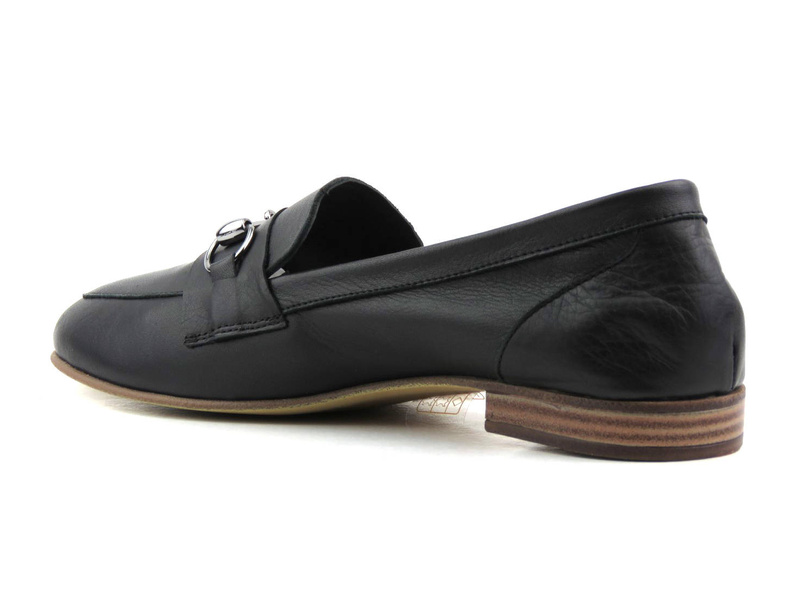 Mokasyny pensówki damskie z miękkiej skóry - VENEZIA 2001S, czarne