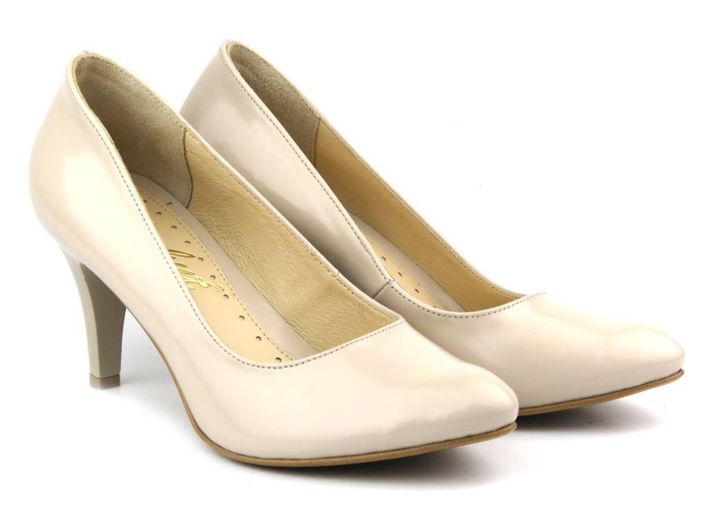 Lakierowane czółenka na szpilce - AGXBUT 426, beżowe