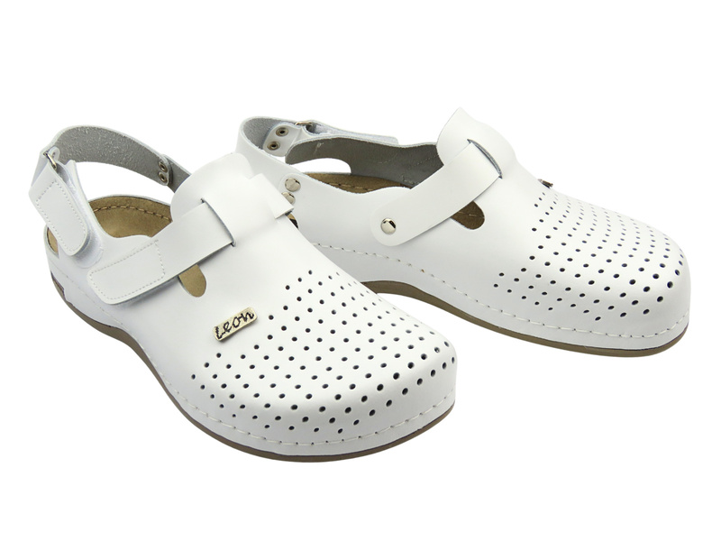Klapki Męskie Leon 701M, białe skóra