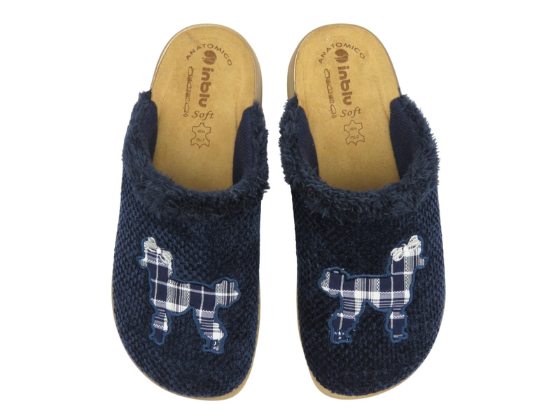 Miękkie kapcie damskie ze skórzaną wkładką granatowe Inblu CT-42