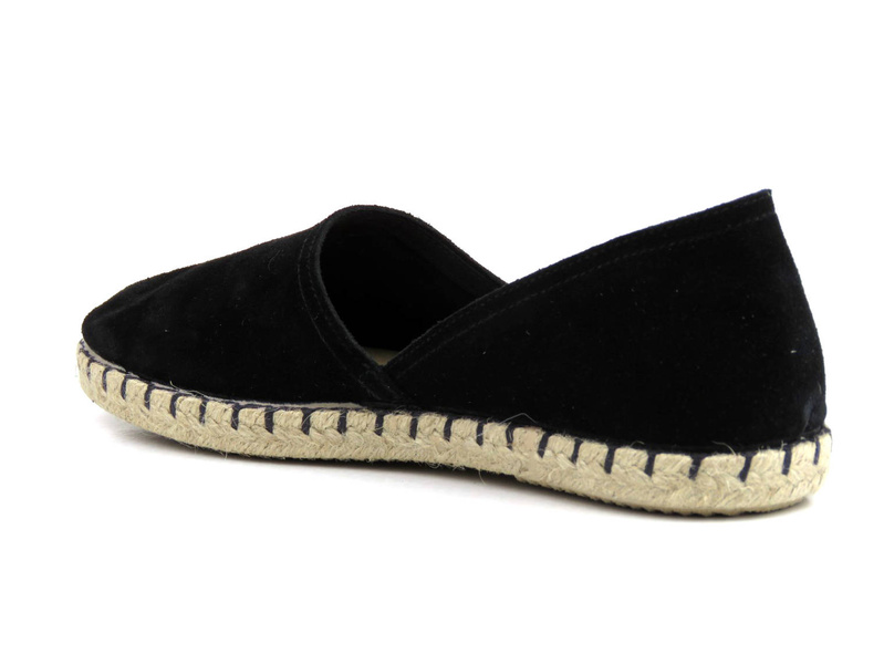 Skórzane espadryle damskie z wyciętą cholewką - VENEZIA 473-22035, czarne