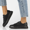 Skórzane sneakersy damskie na platformie - Filippo DP4138/24, czarne, sznurowane