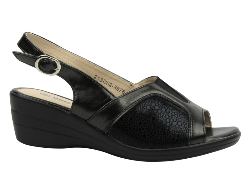 Sandały damskie ze skórzaną wkładką - Unisoft 25SD02-8876, czarne