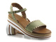 Sandały damskie na platformie - VENEZIA ESTI 261600, zielone ze złotymi przeszyciami