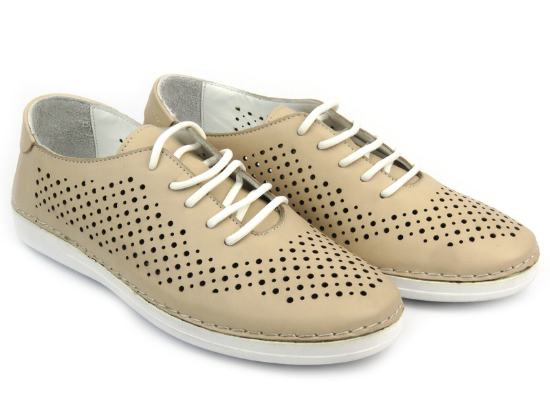 Ażurowe półbuty damskie - Artiker 54C0284, beżowe