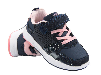 Sneakersy, buty sportowe dla dziewczynki granatowe AMERICAN CLUB BS 27/23