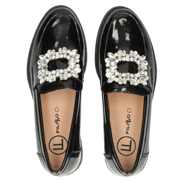 Skórzane półbuty damskie - Filippo DP4787/23, czarne
