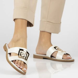 Sandały damskie ze skórzaną wkładką - Filippo DK3703/25, białe