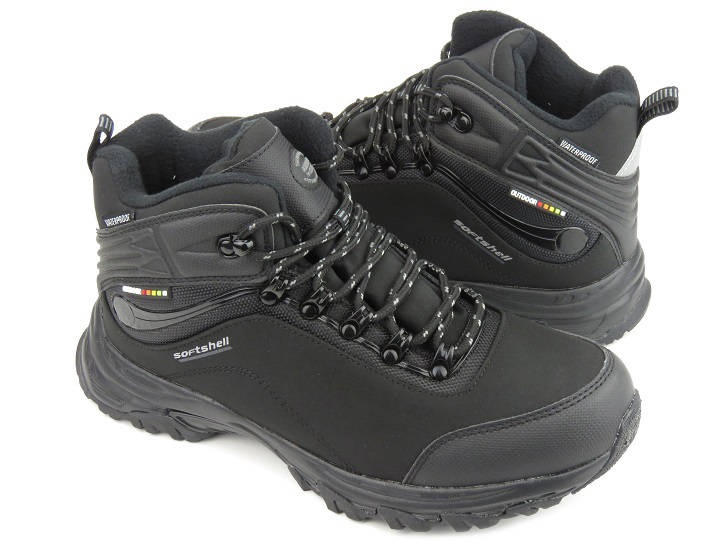 Śniegowce, trekkingi męskie z softshell i membraną - AMERICAN CLUB WT54/23, czarne