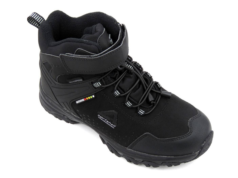 Wysokie trekkingi damskie z tkaniną Soft Shell - AMERICAN CLUB WT66/21(22), czarne