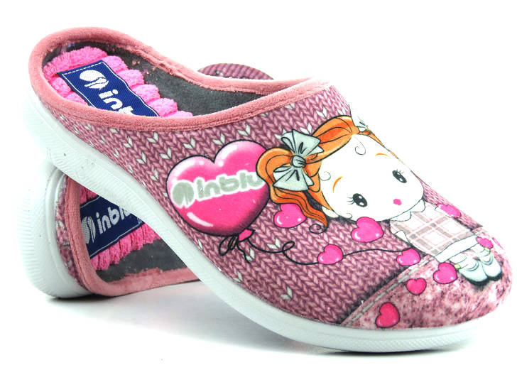 Kapcie damskie, dziewczęce z miękką wkładką - INBLU EC-82, różowe