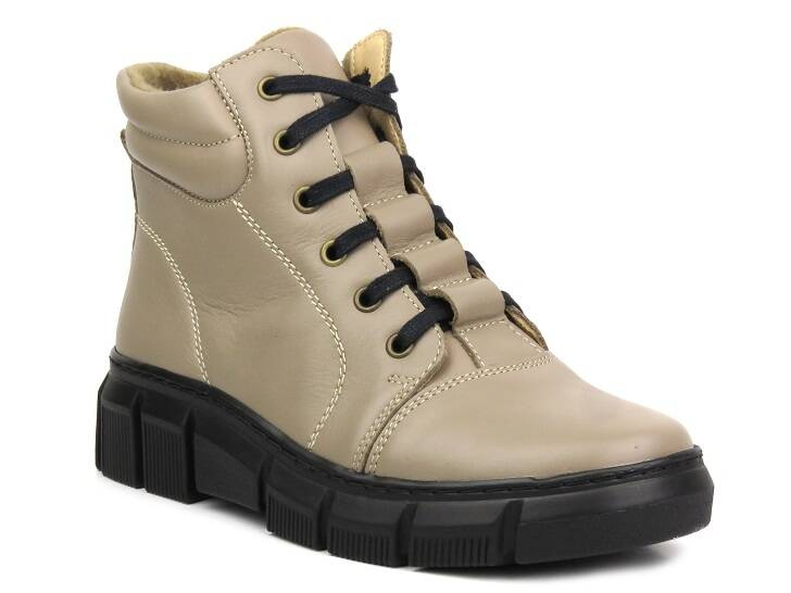 Ocieplane botki damskie sportowe - HELIOS Komfort 562S, cappuccino