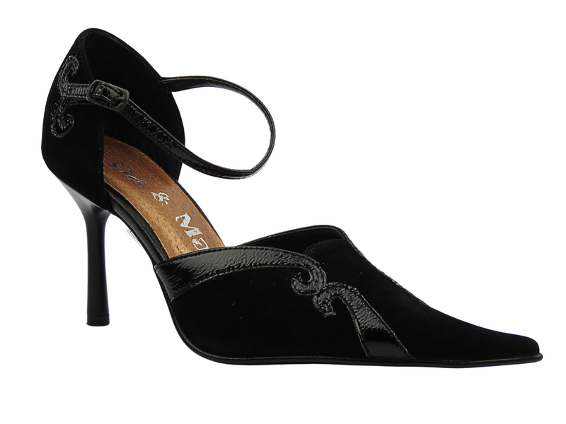 Skórzane czółenka damskie na szpilce - DA&MA 808 czarne