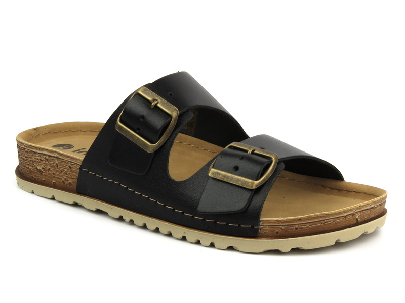 Klapki męskie z klamrami - INBLU RU-2I, czarne